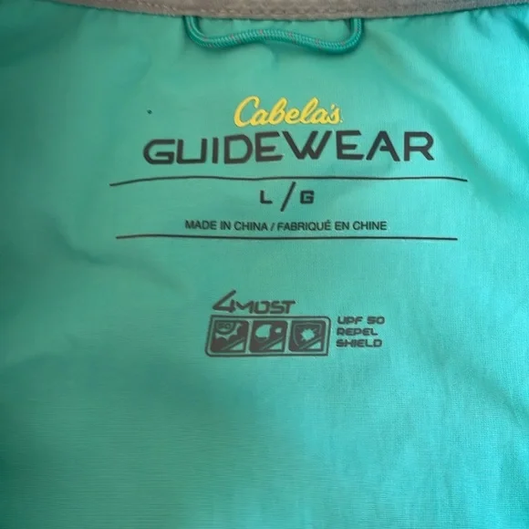 CABELA’S Guidewear Button Down Shirt Aqua Gorpcore Fishing Camping Venting Lg - Picture 11 of 14